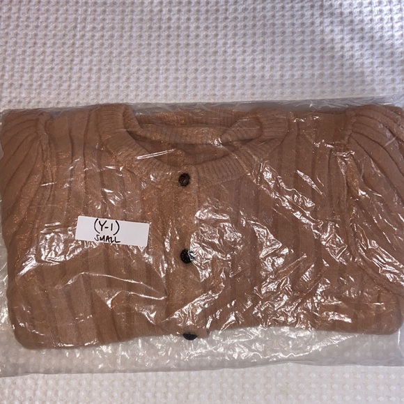 FREE PEOPLE SLOANE Short Elbow Sleeve Cardigan Size Small Peach Blush Pink NEW! - Picture 16 of 16